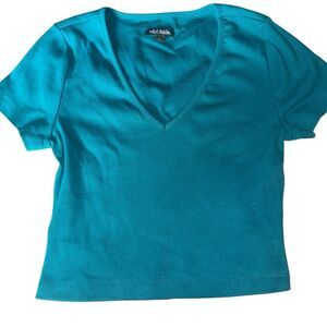 Wild Fable blue crop top T-shirt with a tie back. Size small